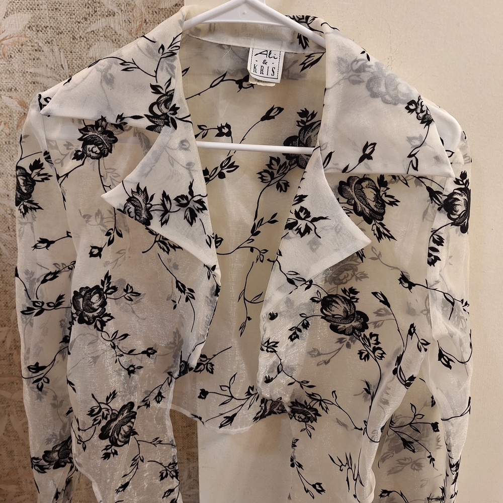 Ali & Kris Black Floral Sheer Top